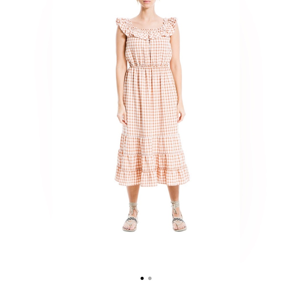 Plaid Orange Max Studio Midi Dress NWT